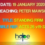 Sunday 19 January 2020 | Peter Mawson | Standing Firm