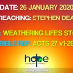 Sunday 26 January 2020 | Stephen Dean | Weathering Life’s Storms